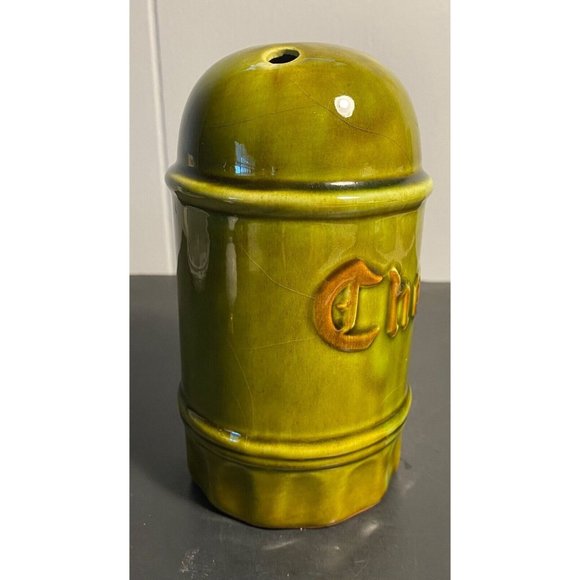 Vintage MCM Los Angeles Potteries Cheese Shaker Green Large Kitchen Mid Century - Picture 4 of 6